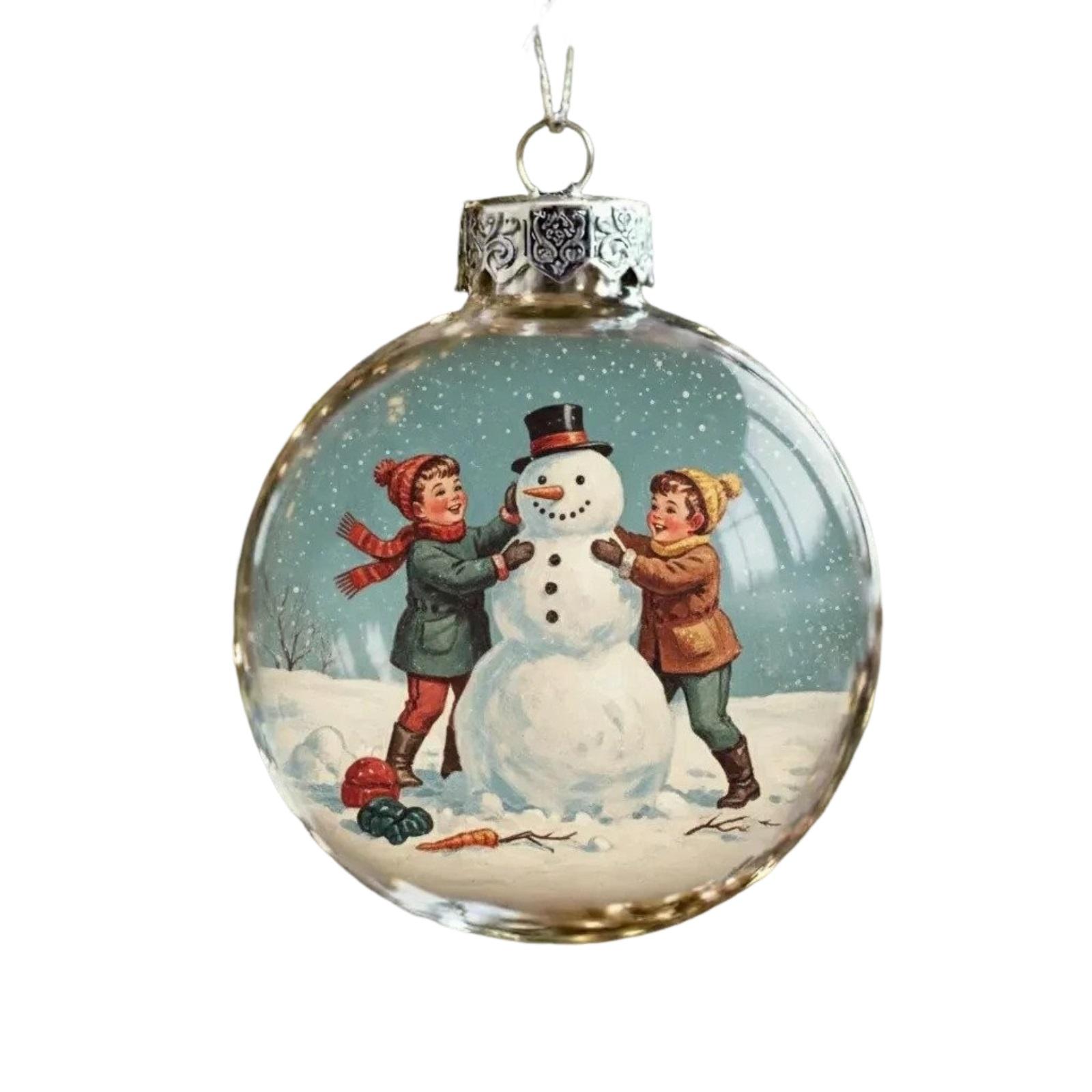 

Vintage Christmas Scene Bulb Ornaments One Size