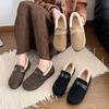 Soft-soled, flat-bottomed pedals, fluffy retro women's outer velvet Doudou four-season warm cotton shoes