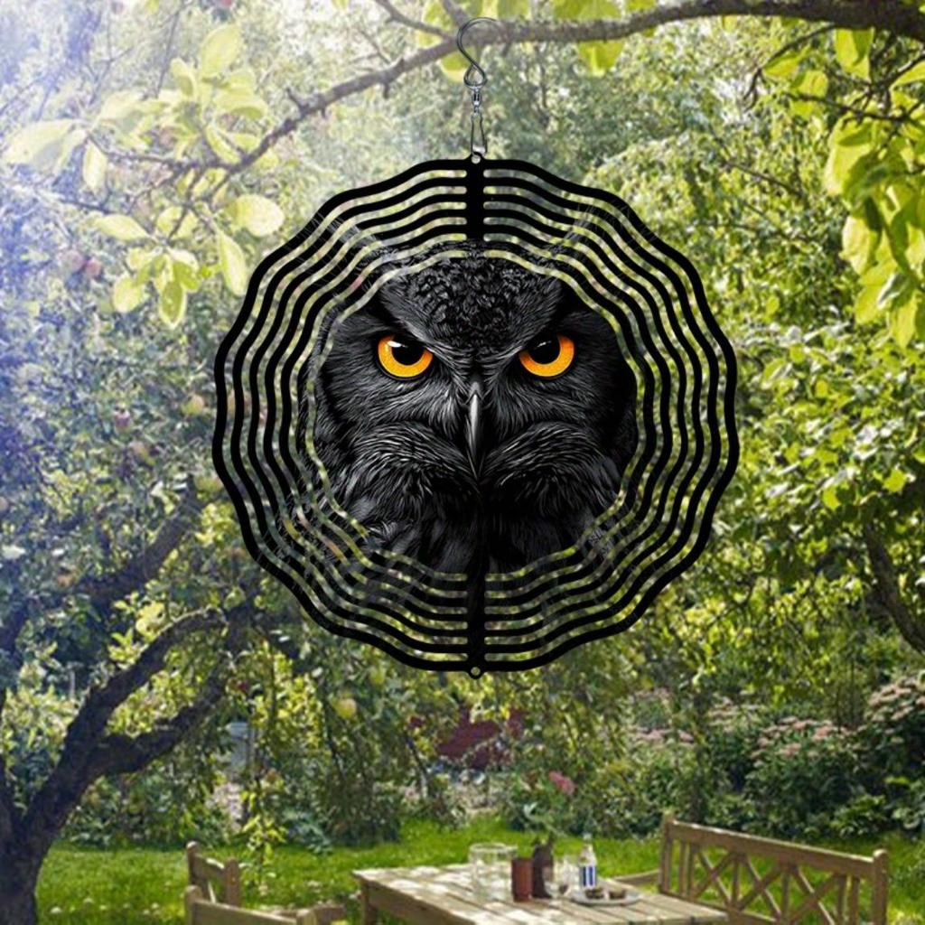 Metal Wind Chime with Night Owl Design Christmas Hanging Decor for Garden Yard Outdoor Thanksgiving Holiday Gift No Electricity Needed