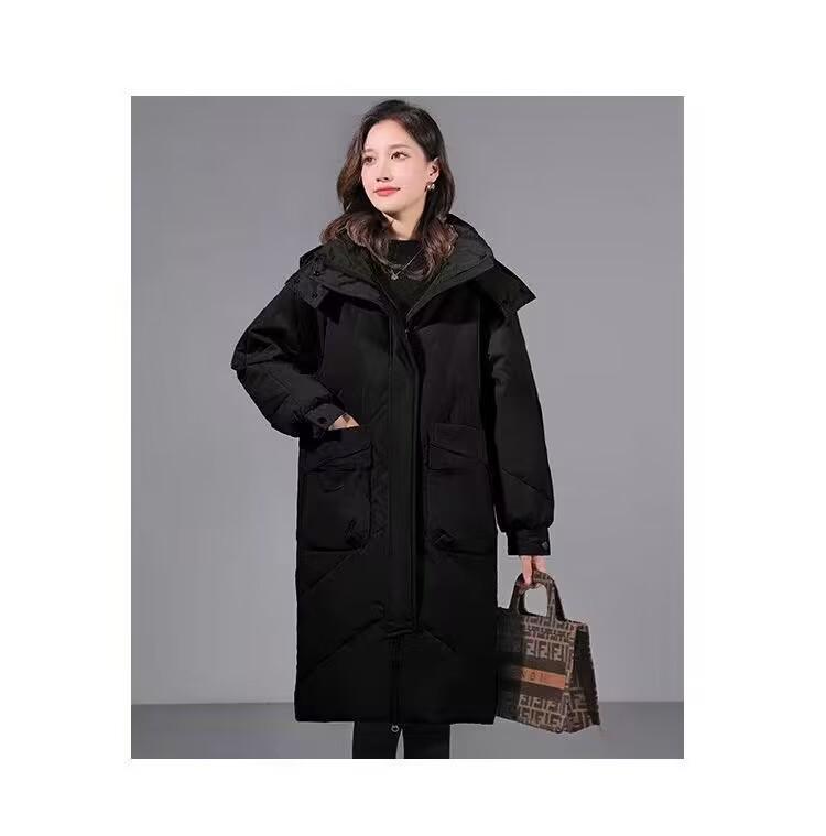 Women's Korean Style Hooded Cotton Jacket - Winter Clearance, Medium & Long, Loose Fit, Large Size, Thickened Coat