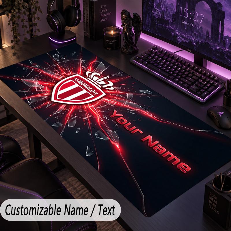 Large Mouse PadMonaco FC Custom Name Text Personalized Desk Mat Non Slip Gaming Pad
