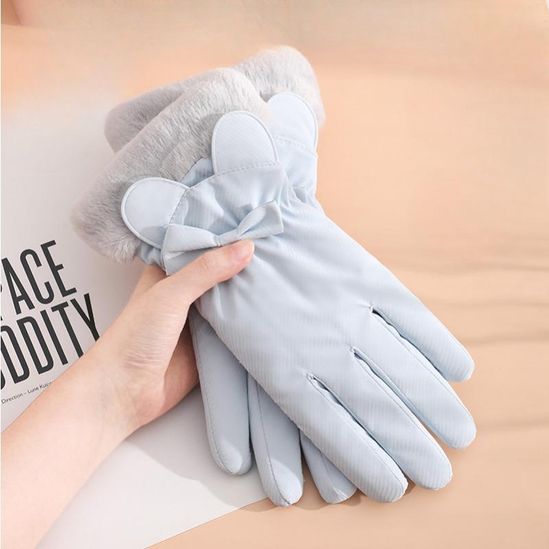 Fashionable Warm Gloves for Women In Autumn and Winter Cute Plush Warm Touch Screen Outdoor Riding Non Slip Waterproof Ski Gloves