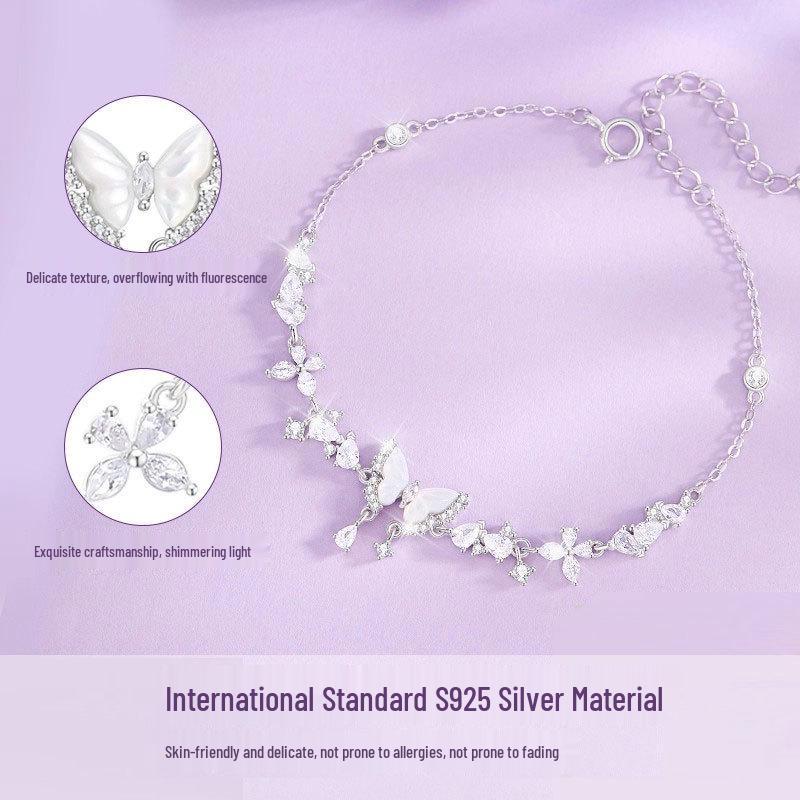 2025 Exquisite Butterfly Sterling Silver Bracelet for Women - Luxurious Qixi Gift