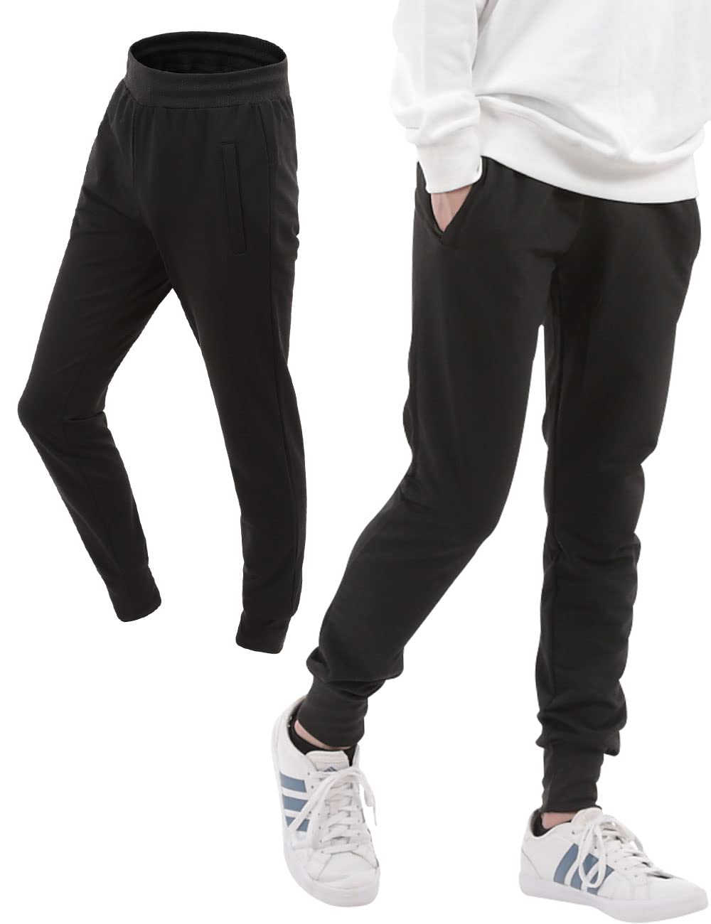 

Village Variety Jogger Comfortable Training Sports Slim Solid Color Size Men s Sweatpants, Pants, Stretch, Pants, Trousers, Fit, (Black, L)