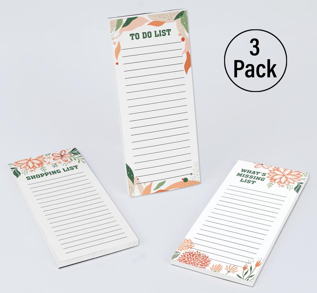 Inkdotpot 3er-Pack Magnetische Kühlschrank-To-Do-Listen-Notizblöcke - Magnetische Memo-Pads für Kühlschrank-  (50 Blatt