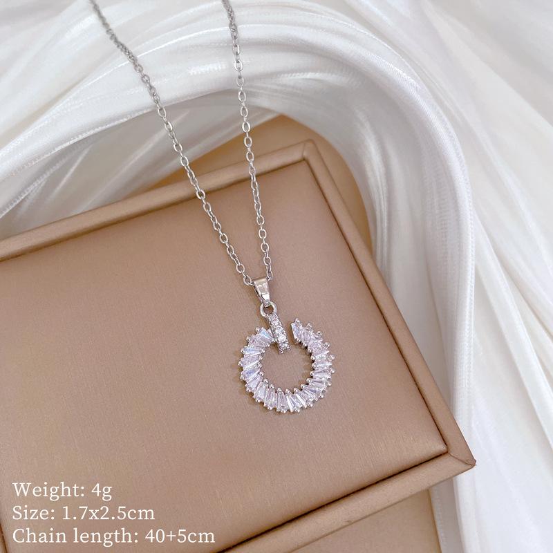 Copper Micro-Inlaid Necklace Women'S Copper Micro-Inlaid Real Gold Electroplating Simple And Exquisite Collarbone Chain Neck Chain