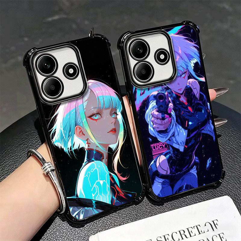 E-Edgerunners Anime Lucy Soft Phone Case For Xiaomi Redmi Note 14 15 Pro Plus 13 12 11S 11T 5G 10 9S 9 Plating Anti-Fall Fundas