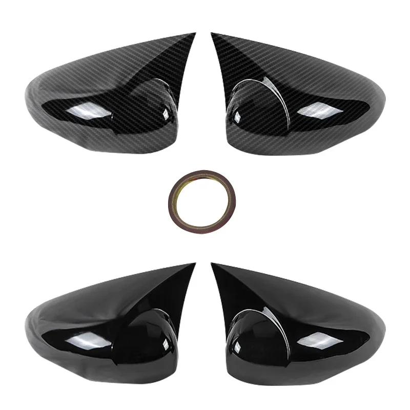 Bat Style Mirror Cover For Ford Fiesta 2008 2017 Rearview Mirror Cover 2Pieces Cover Glossy Black Car Shields Exterior Accessory