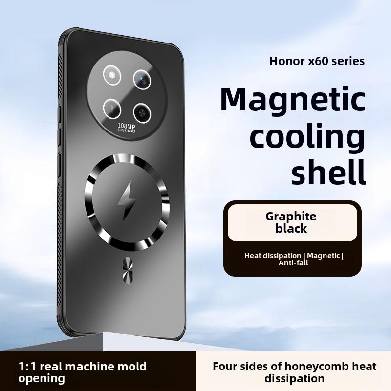 Shockproof Magnetic Phone Case with Heat Dissipation and Breathable Design, Huawei Honor X60, New Arrival