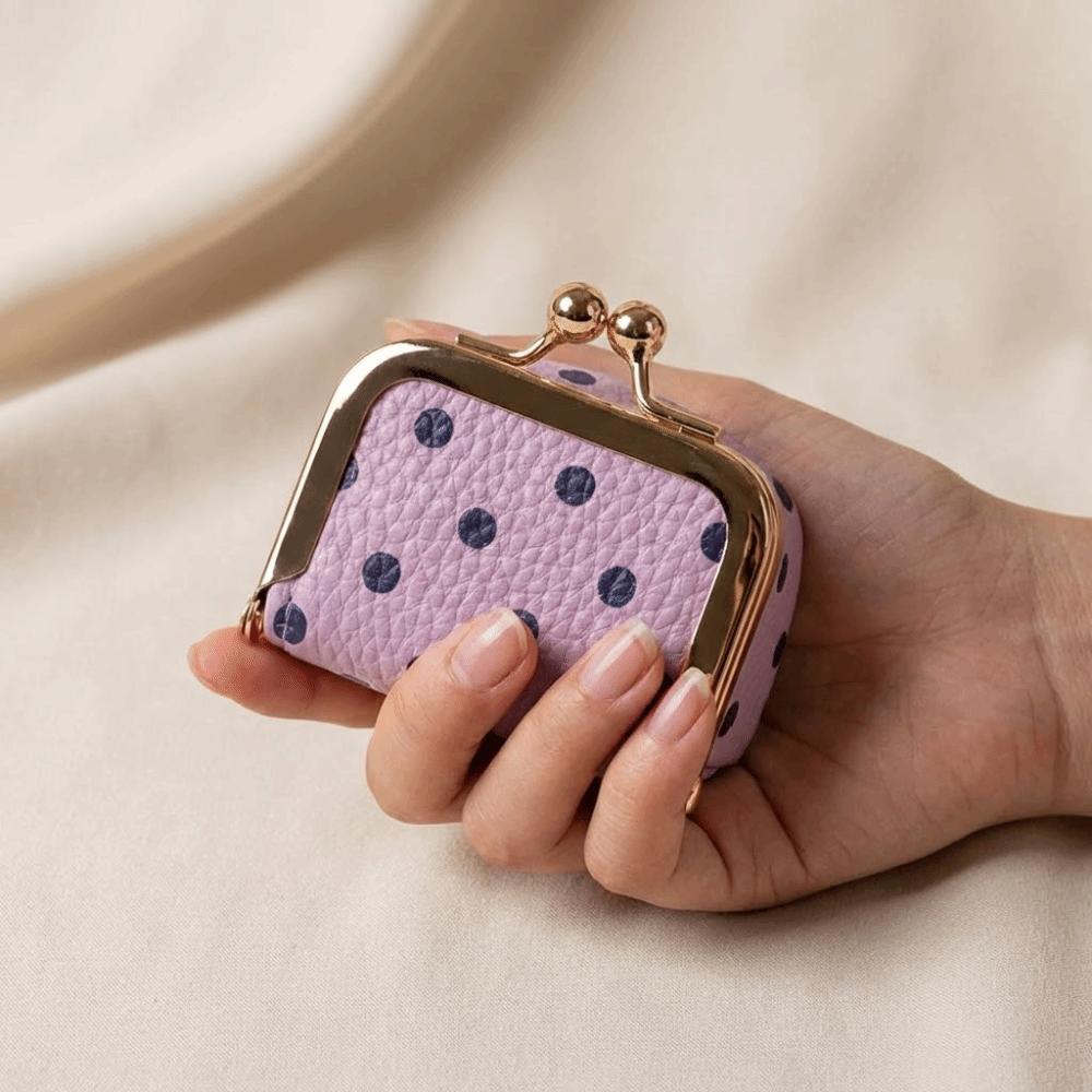 Mini Leder Schmucktasche Pünktchen Kleine Gegenstandstasche Luxus Kussverschluss Münzbörse Ohrringe