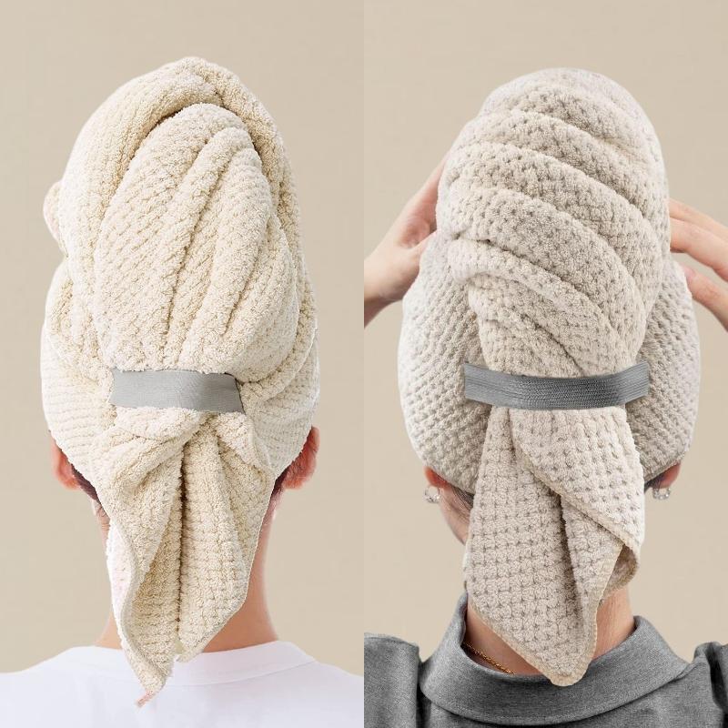 Chu Hui Pink Quick-Dry Super Absorbent Hair Towel for Women with Long Hair