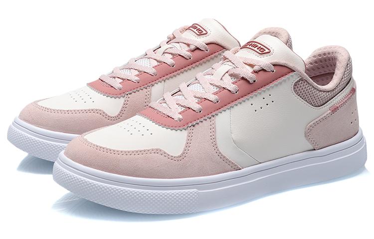 Li Ning Slip Resistant Abrasion Resistant Low top Skateboard Shoes Women's Pink Apricot AGCR194-3