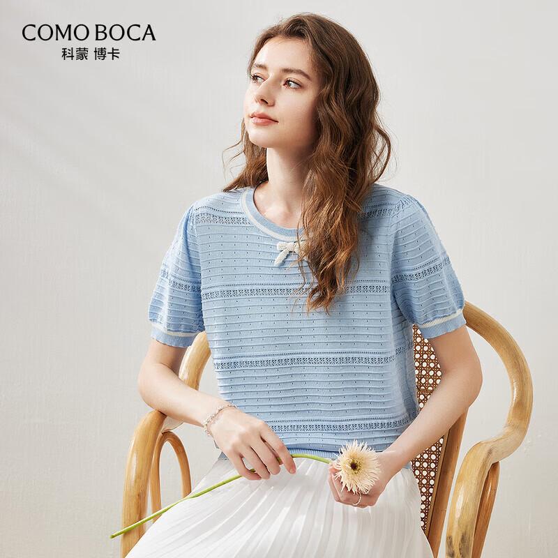 Kemongboka Women s Silk Blend Sweet Bow Hollow Out Knit Top 2XL