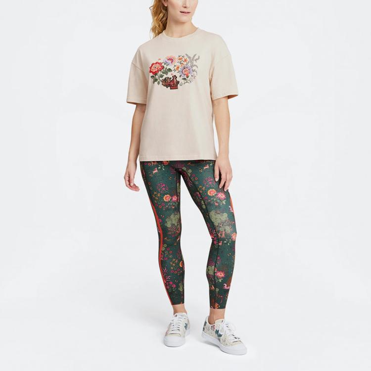 Puma X Liberty Graphic Tee Floral Print Crew Neck Sports Short Sleeve T-Shirt Women Tops Birch 532887-98