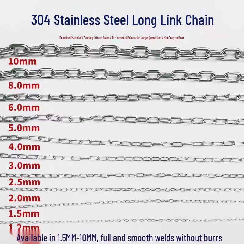 304 Stainless Steel 6mm Long Link Chain