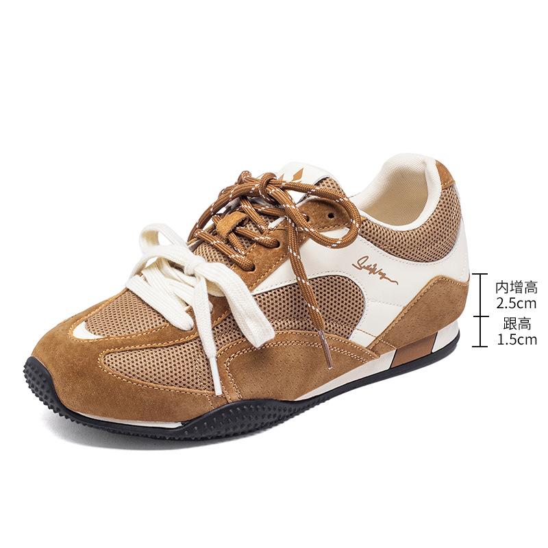 Autumn German training shoes women's retro color matching inner height increase casual shoes mesh breathable shoes versatile small sports shoes