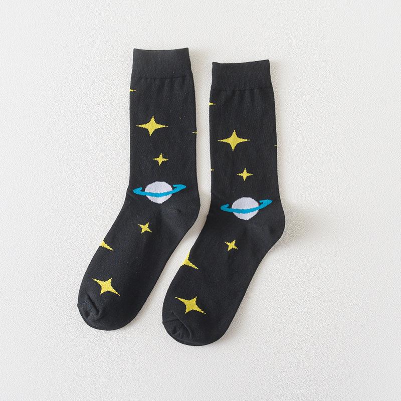 Socken in japanischem Stil mit Tiermuster, mittellang: Kuh, Zebra, Katzen-Design, Unisex, Schwarz & Weiß