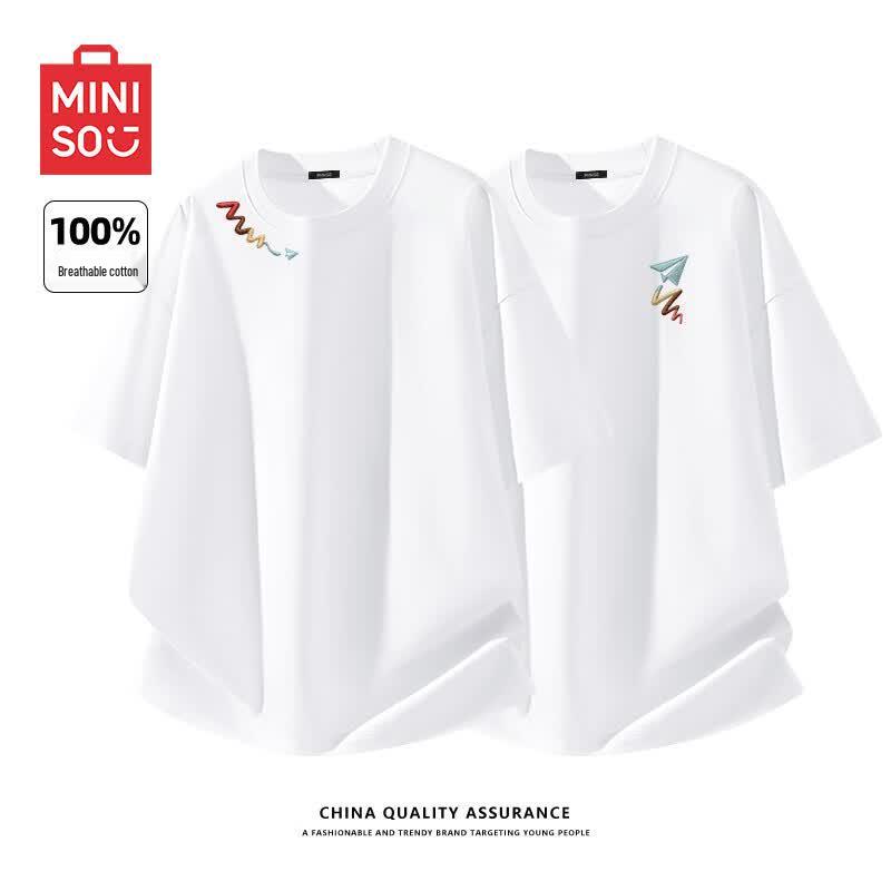 MINISO Men's Pure Cotton Printed Short Sleeve T-Shirt 2-Pack