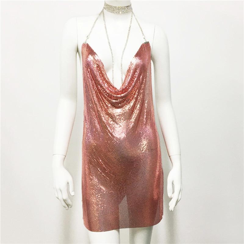 Suspender Rhinestone Metal Clothing Sequins Dress Skirt Sexy Women's