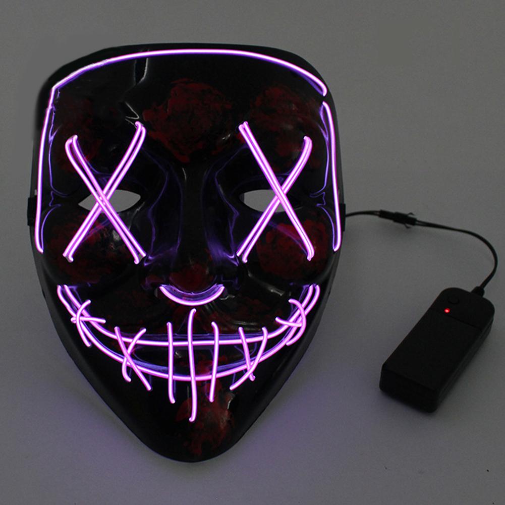 Wireless Halloween Neon LED Purge Mask Masque Masquerade Party Masks Light Grow In The Dark Horror Mask Glowing Masker