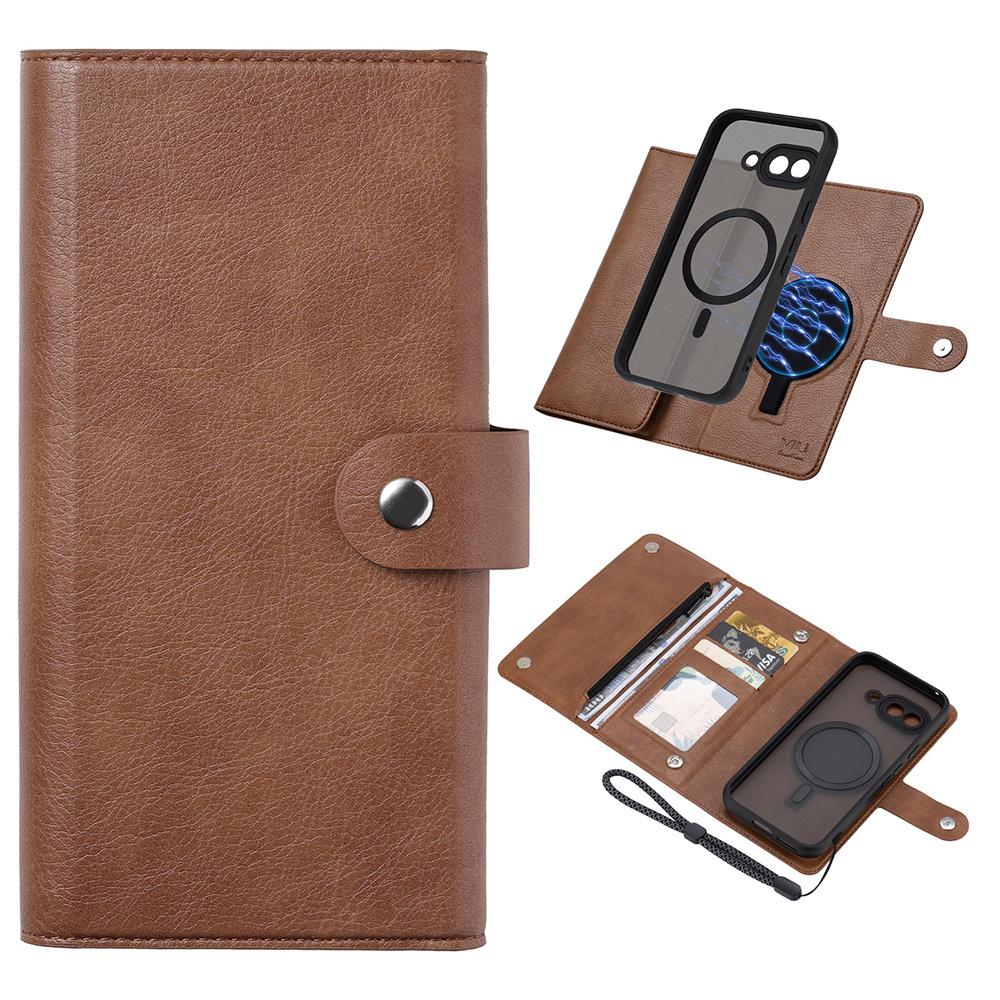 

VILI GVB Series for Google Pixel 9a Case Compatible with MagSafe Detachable Leather Phone Cover Brown