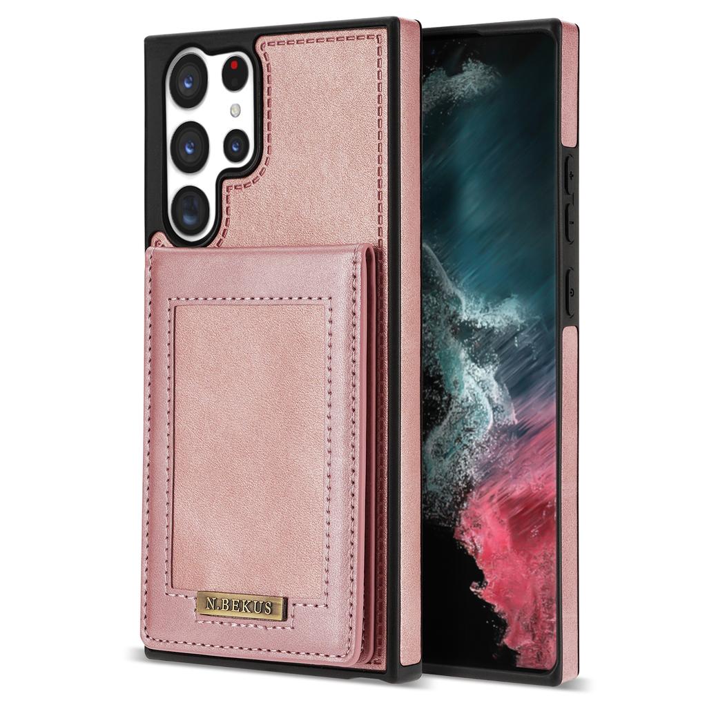 N.BEKUS For Samsung Galaxy S25 Ultra Case RFID Blocking Leather+TPU Phone Cover with Card Slots