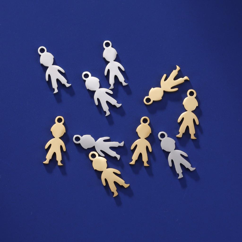 5pcs/lot Boys Charms for Jewelry Making Stainless Steel Gold DIY Necklace Bracelet Pendants Accessories