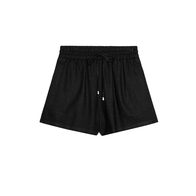

Summer New Product Women s Clothes Minimalist Style with Decorative Linen Blend High Waist Temperament Leisure Shorts 8073423 Black L
