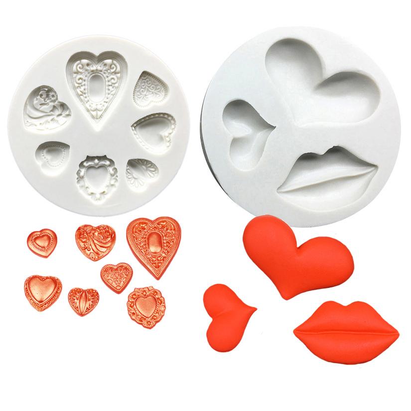 Lip Heart LOVE Shape Silicone Mold Valentine's Day Cookie Cupcake Chocolate Baking Mold Fondant Cake Decorating Tools