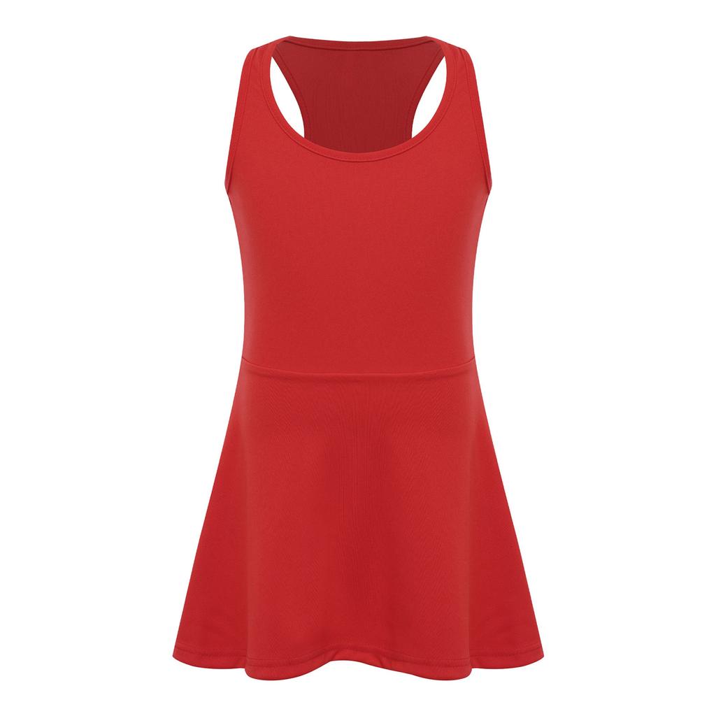 Girls Workout Tennis Dress U Neck Sleeveless Racerback Sundress Solid Color Golf Sports Dresses