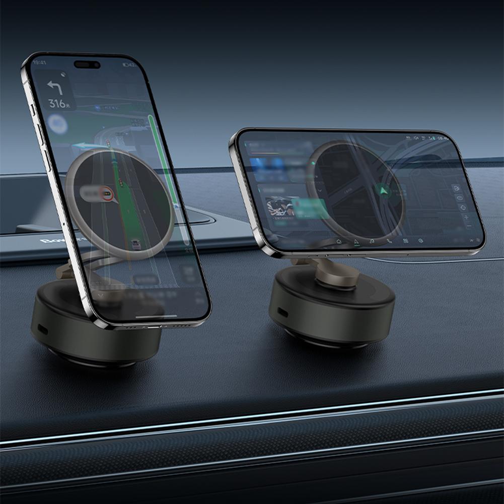 For Magsafe Mobile Phone Holder 360° Rotatable Folding Magnetic Vacuum Adsorption Suction Cup Bracket for IPhone/Samsung/Xiaomi