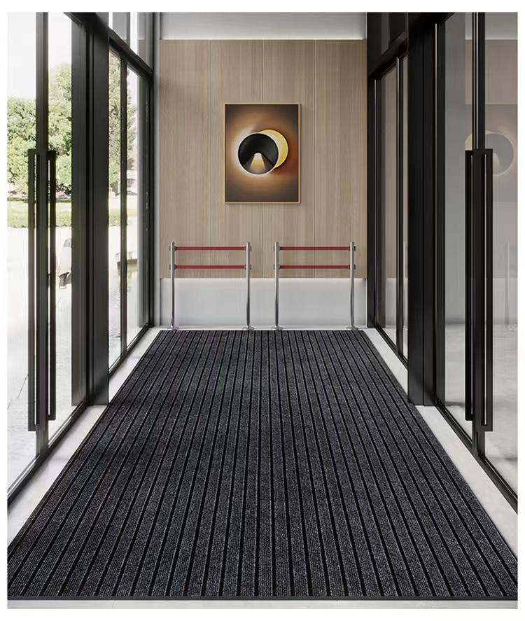 

Полосатый резиновый коврик для двери, кухонный коврик для пола, секционный коврик для двери, нескользящий и водонепроницаемый, легко моющийся, можно свободно резать, 50x300cm серый