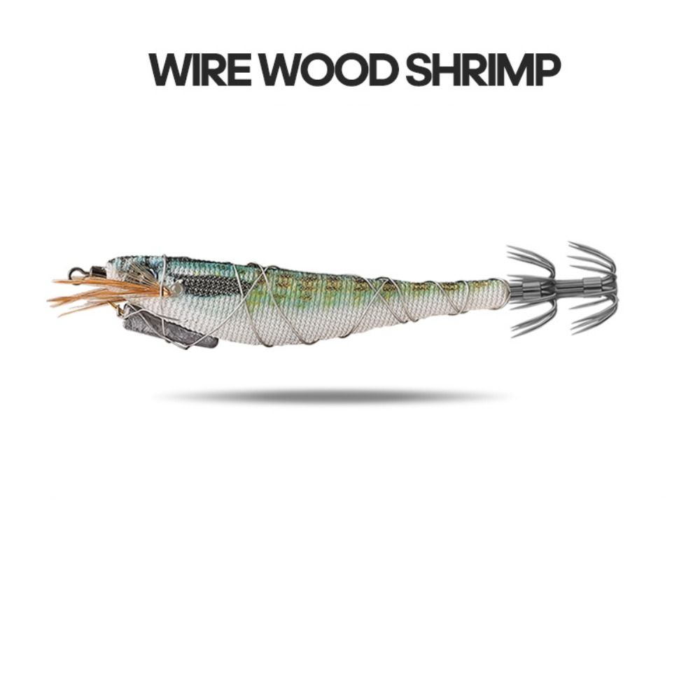 Plastic Metal Wire Wood Shrimp Multicolor Octopus Lure Durable Fishing Bait  Fishing