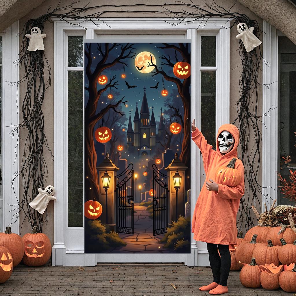 Halloween Banner Night Scene Haunted House Banner Spooky Banner Gothic Design For Halloween Night Halloween Party Haunted House
