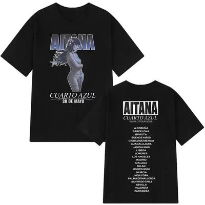 2026 Verano Aitana Cuarto Azul Álbum Gira Gráfico Algodón Unisex Camiseta Verano Cuello Redondo Y2k Hiphop Manga Corta Camiseta Regalo para Fans