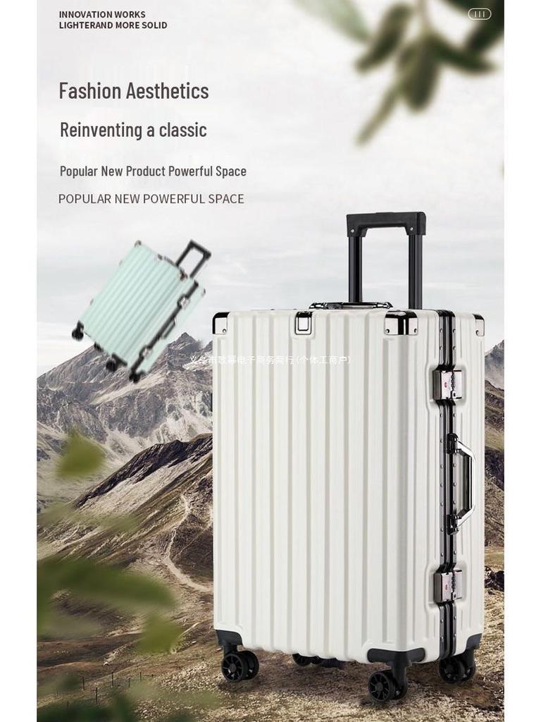 Sturdy Aluminum Frame Trolley Suitcase with Silent Wheels & Combination Lock - Large Capacity for Men, Women & Students