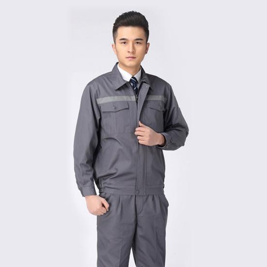 1 Set Men Coat Pants Reflective Solid Color Two Piece Set Autumn Welding Suit Auto Car Repairmen Workshop Mechanic Clothing
