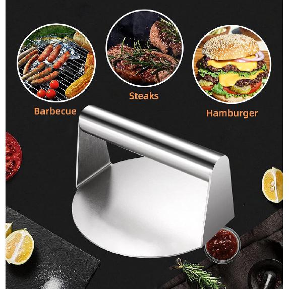 430 Stainless Steel Hamburger Meat Press Non-Stick Meat Burger Press Circular Square Burger Kitchen Tool Meat Press 4