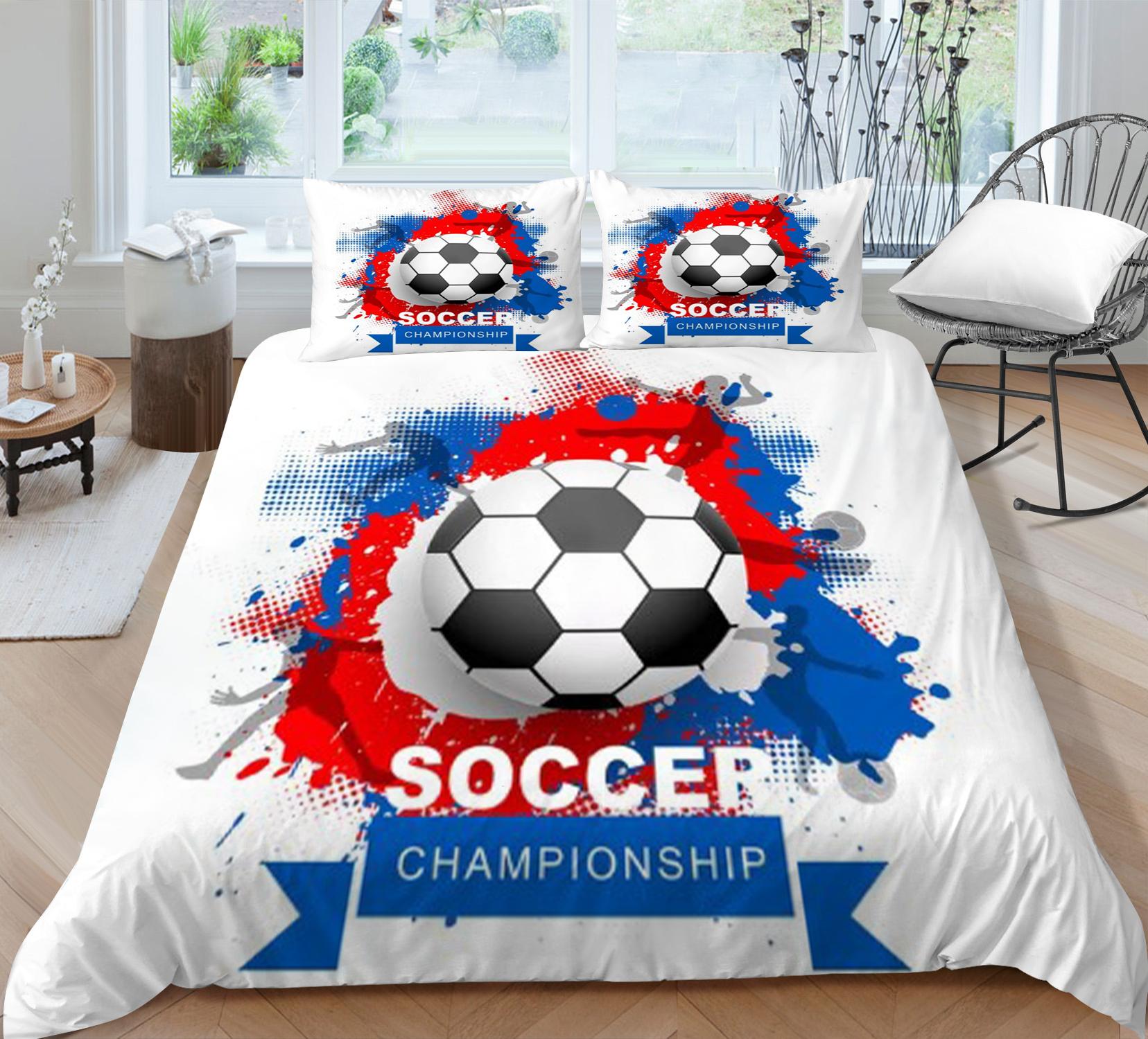 

3D футбольный комплект постельного белья, мягкое постельное белье, комплект пододеяльников, домашний текстиль, декор для спальни, удобное домашнее постельное белье Single 135x200cm