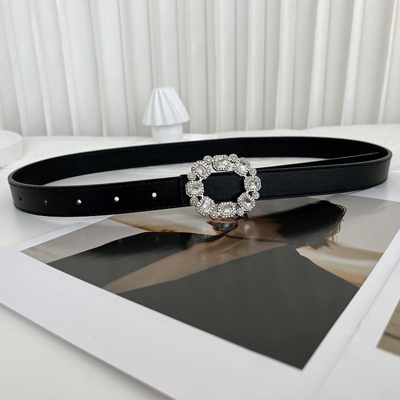 

Unique Womens Faux Leather Belt With Sparkling Rhinestone Buckle For Fashionable Wear Black White Diamond