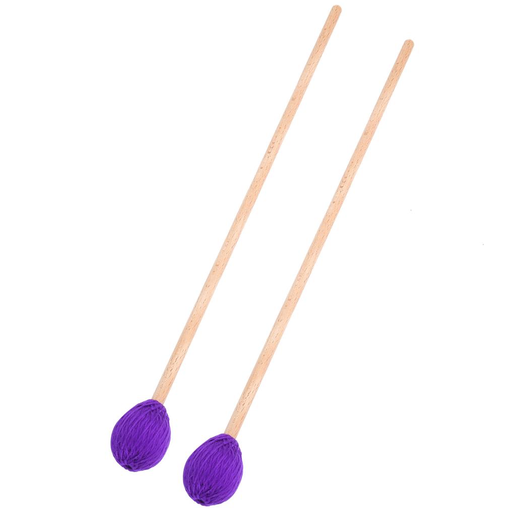 1 Pair Marimba Stick Mallets Beech Handle Xylophone Instrument Accessories Blended YarnPurple