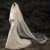 Summer Bridal Lace Edge Wedding Veil with Long Train