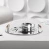 1PC Electroplating Color Decoration Stainless Steel Scandinavian Storage Round Tray Ins Wind Round Tray Wooden Handle