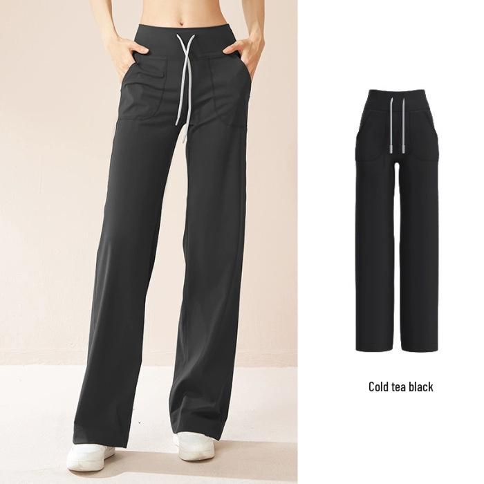 

Women s High Waist Wide Leg Fitness Pants with Drawstring Small