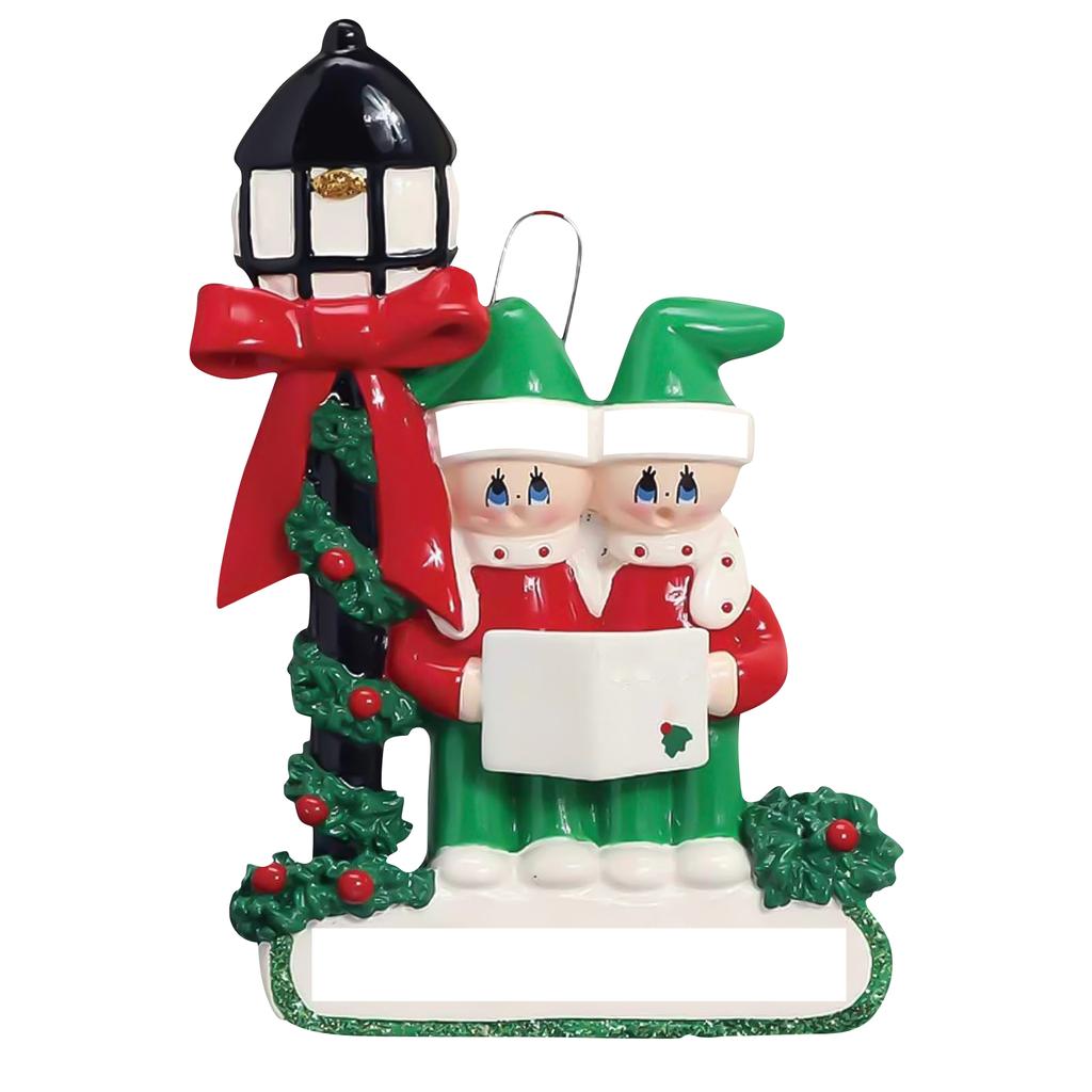 Resin Family Christmas Ornament Holiday Decoration Hanging Pendant for Christmas Tree Festive Home Decor with Lantern and Carolers Design