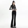 2025 Women's High Waist Black Flared Jeans: Elastic Slim Fit for Spring & Autumn
