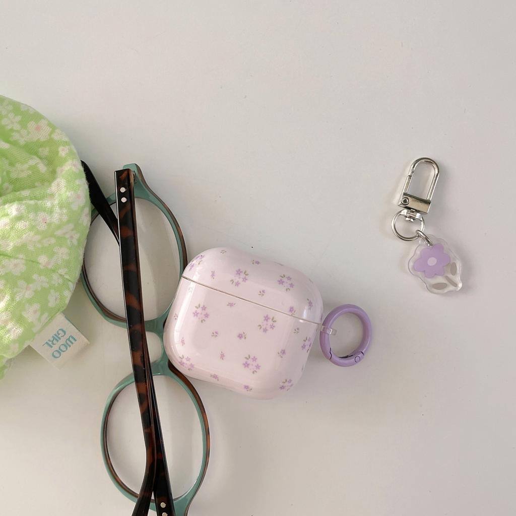ins Korean simple purple small floral AirPods 1 protective shell pro1 apple 1st generation protective cover pendant