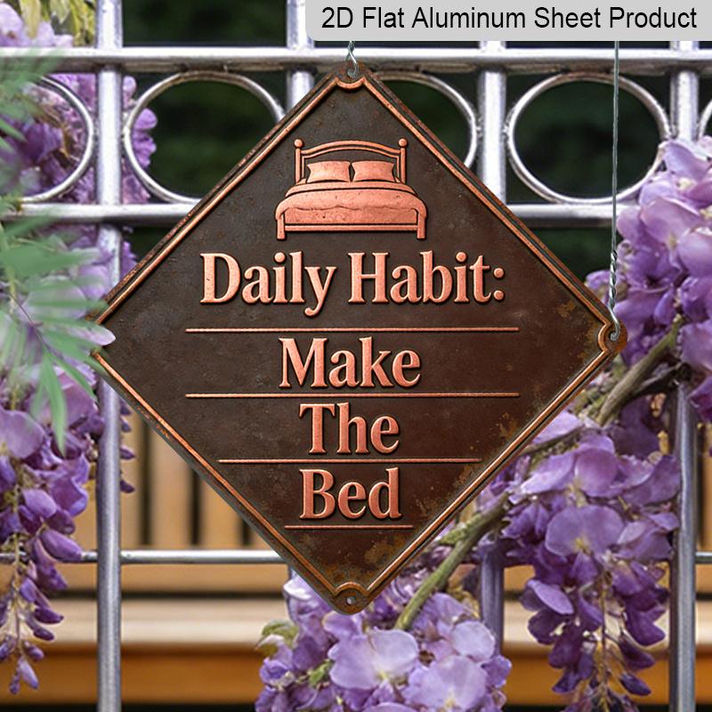 

2D Flat, 1pc Vintage Bed Making Chart Wall Sign - Retro Metal Bedspread Decor Suitable for Bedroom, Dressing Room, Apartment, Guesthouse, Hotel Room 20*20cm