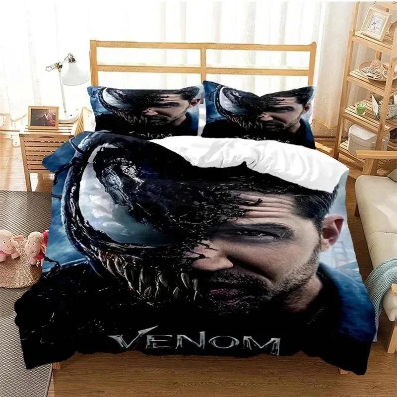 Venoms Beding Set Soft Duvet Cover Bed Linen Set Comfortable Quilt Cover Pilowcase Warm Comforter King Quen Sized Dimensions Young Boys Adult People