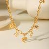 Fashion Evil Eye Stainless Steel Necklace Jewelry for Women Y2K Style Diamond Inlaid Titanium Steel Cross Chain Pendant